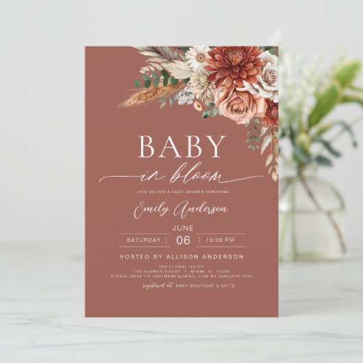 All in one Wildblume Baby in Bloom Autumn Dusche Einladung (Stehend Vorderseite)