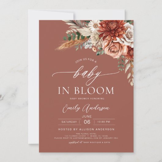 All in one Wildblume Baby in Bloom Autumn Dusche Einladung (Vorderseite)