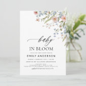 All in One Wildblume Baby in Bloom Baby Dusche Einladung (Stehend Vorderseite)