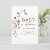 All in One Wildblume Baby in Bloom Baby Dusche Einladung (Stehend Vorderseite)
