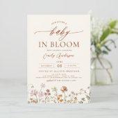 All in One Wildblume Baby in Bloom Baby Dusche Einladung (Stehend Vorderseite)