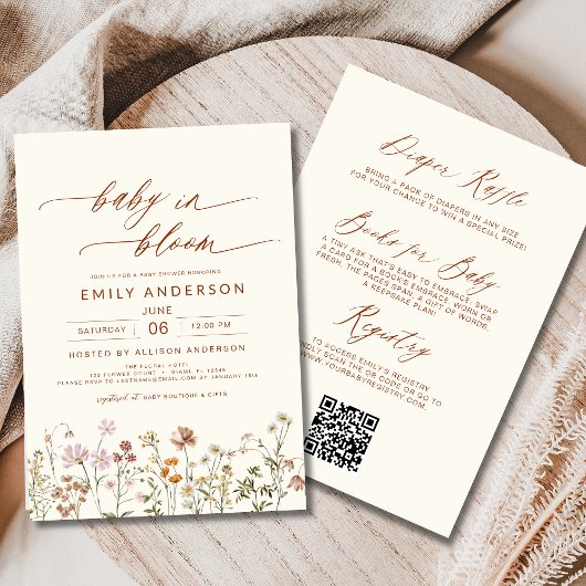 All in One Wildblume Baby in Bloom Baby Dusche Einladung