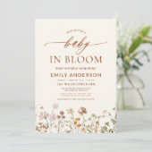 All in One Wildblume Baby in Bloom Baby Dusche Einladung (Stehend Vorderseite)