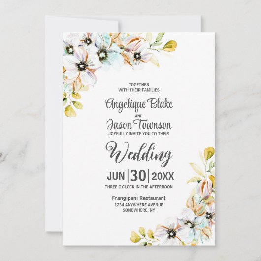 All in one Wildblume Hochzeit Einladung (Vorderseite)