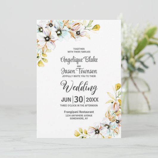 All in one Wildblume Hochzeit Einladung (Stehend Vorderseite)