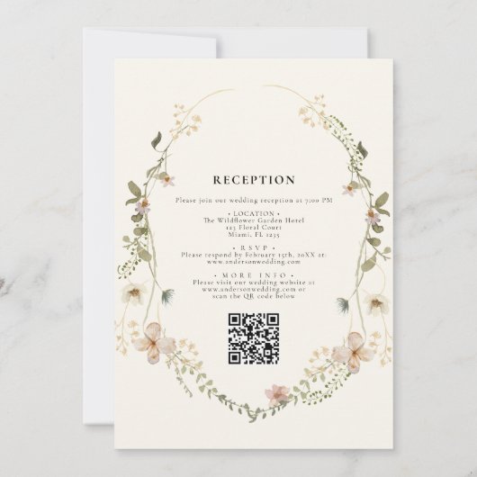 All in one Wildblume QR Code Garden Wedding Einladung (Rückseite)
