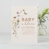 All in One Wildflower Baby in Bloom Faux Linen Einladung (Stehend Vorderseite)