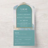 All Inclusive Aquamarin Türkis Wedding RSVP All In One Einladung (Innen Boden)