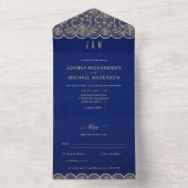 All Inclusive Blue Gold Lace Hochzeit mit UAWG All In One Einladung (Innen Boden)