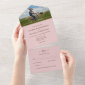 All Inclusive BLUSH PINK FOTO Wedding RSVP In One Einladung (Abreißen)