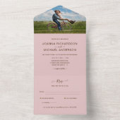 All Inclusive BLUSH PINK FOTO Wedding RSVP In One Einladung (Innen Boden)