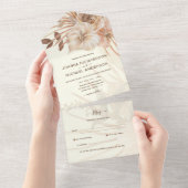 All Inclusive BOHO Pampas Grass Wedding RSVP All In One Einladung (Abreißen)