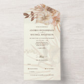 All Inclusive BOHO Pampas Grass Wedding RSVP In One Einladung (Innen Boden)