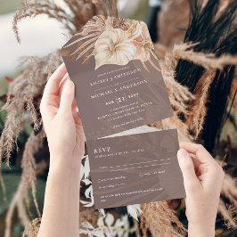 All Inclusive Boho Pampas Rustic Wedding RSVP All In One Einladung