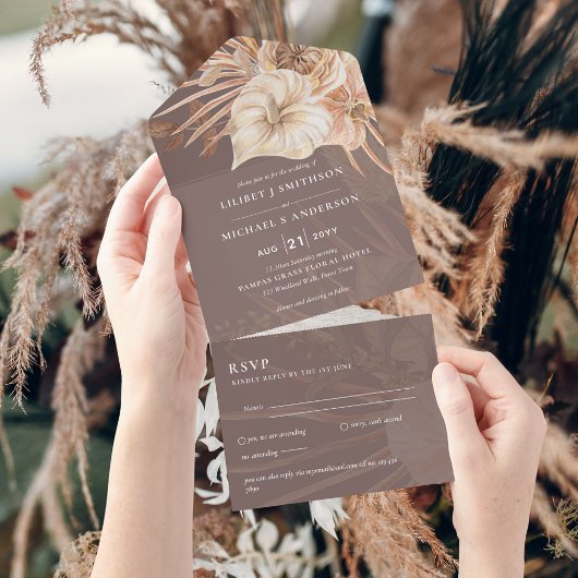 All Inclusive Boho Pampas Rustic Wedding RSVP In One Einladung