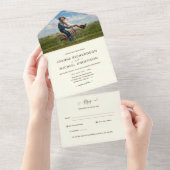 All Inclusive Cream FOTO Wedding RSVP In One Einladung (Abreißen)