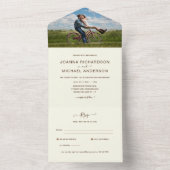 All Inclusive Cream FOTO Wedding RSVP In One Einladung (Innen Boden)