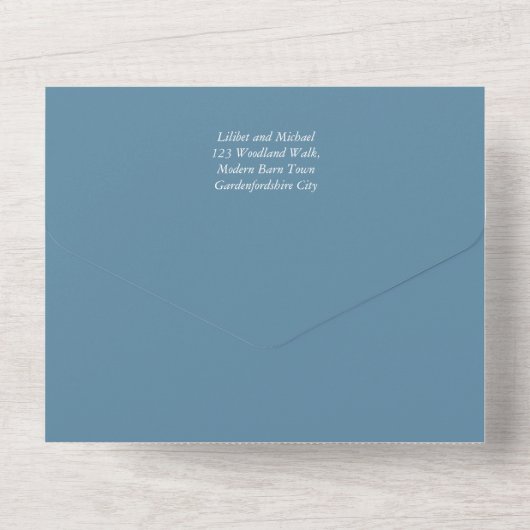 All Inclusive Dusty Blue Aquamarin Aqua Wedding RS All In One Einladung (Rückseite)