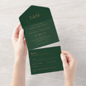 All Inclusive Emerald Green Simple Wedding RSVP In One Einladung (Abreißen)