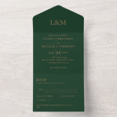 All Inclusive Emerald Green Simple Wedding RSVP In One Einladung (Innen Boden)