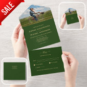 All Inclusive Green Gold FOTO Wedding RSVP All In One Einladung