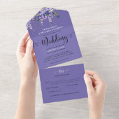 All Inclusive Lila Wisteria Blume Hochzeit RSVP All In One Einladung (Abreißen)
