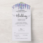 All Inclusive Lila Wisteria Floral Wedding RSVP All In One Einladung (Innen Boden)
