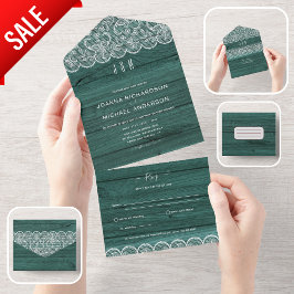 All Inclusive Rustic Green Lace Wedding mit UAWG All In One Einladung
