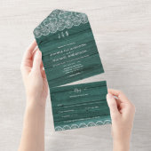 All Inclusive Rustic Green Lace Wedding mit UAWG In One Einladung (Abreißen)