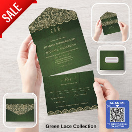All Inclusive Rustic Green Lace Wedding mit UAWG In One Einladung