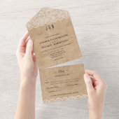 All Inclusive Rustic Lace Wedding mit UAWG In One Einladung (Abreißen)