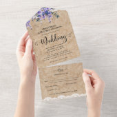 All Inclusive Rustic Lila Wisteria Lace Wedding In One Einladung (Abreißen)