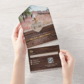 All Inclusive Rustic Wood Lace Foto QR Code UAWG In One Einladung (Abreißen)