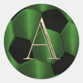 ALL INITIALS Emerald Green and Black Soccer Ball Runder Aufkleber