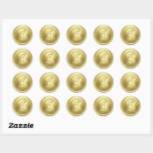 ALL INITIALS Gold Circle Monogram Soft Gold Runder Aufkleber (Blatt)