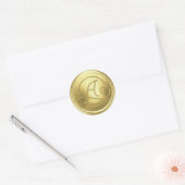 ALL INITIALS Gold Circle Monogram Soft Gold Runder Aufkleber (Umschlag)