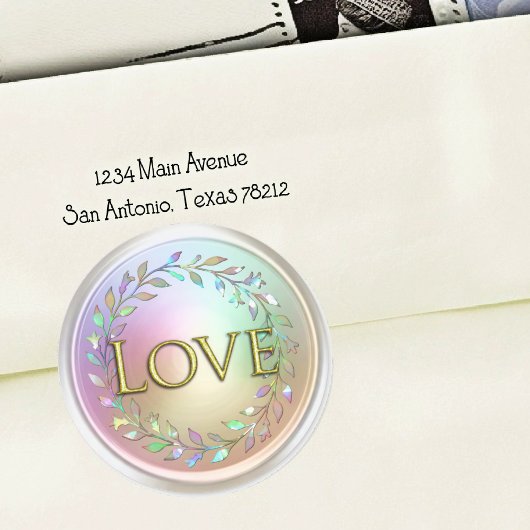 ALL INITIALS Gold Love Pearly Wreath Runder Aufkleber