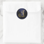 ALL INITIALS Gold  Monogram 3 Navy Blue Runder Aufkleber (Tasche)