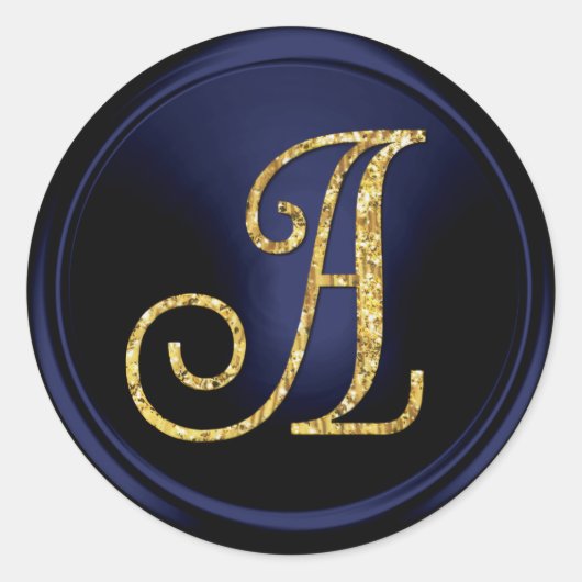 ALL INITIALS Gold  Monogram 3 Navy Blue Runder Aufkleber (Vorderseite)