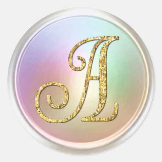 ALL INITIALS Gold Monogram 3 Pearly Runder Aufkleber (Vorderseite)