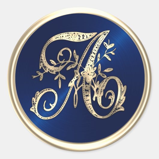 ALL INITIALS Gold Monogram Anfangsbuchstabe Navy B Runder Aufkleber (Vorderseite)
