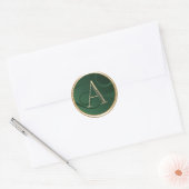 ALL INITIALS Gold Monogram Emerald Green Wirbel Runder Aufkleber (Umschlag)