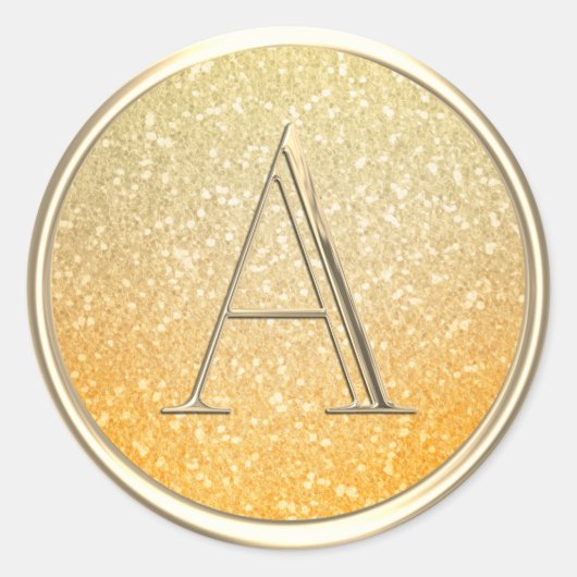 ALL INITIALS Gold Monogram Ombre Glitzer Orange Runder Aufkleber (Vorderseite)