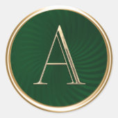 ALL INITIALS Gold Monogram Smarald Green Runder Aufkleber (Vorderseite)