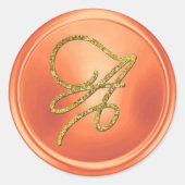 ALL INITIALS Gold Script Monogram Copper Runder Aufkleber (Vorderseite)