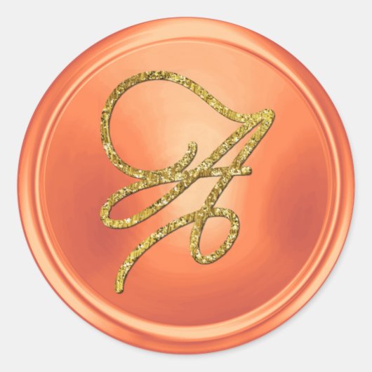 ALL INITIALS Gold Script Monogram Copper Runder Aufkleber (Vorderseite)