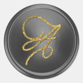 ALL INITIALS Gold Script Monogram Dark Gray Runder Aufkleber (Vorderseite)