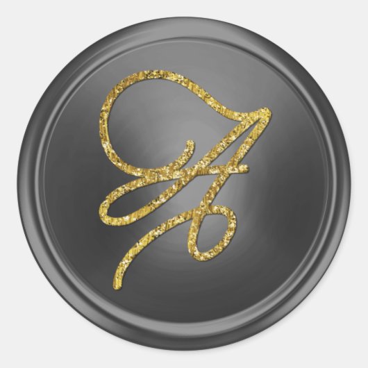 ALL INITIALS Gold Script Monogram Dark Gray Runder Aufkleber (Vorderseite)