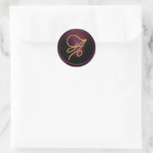 ALL INITIALS Gold Script Monogram Dark Plum Runder Aufkleber (Tasche)