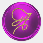 ALL INITIALS Gold Script Monogram Fuchsia  Runder Aufkleber (Vorderseite)